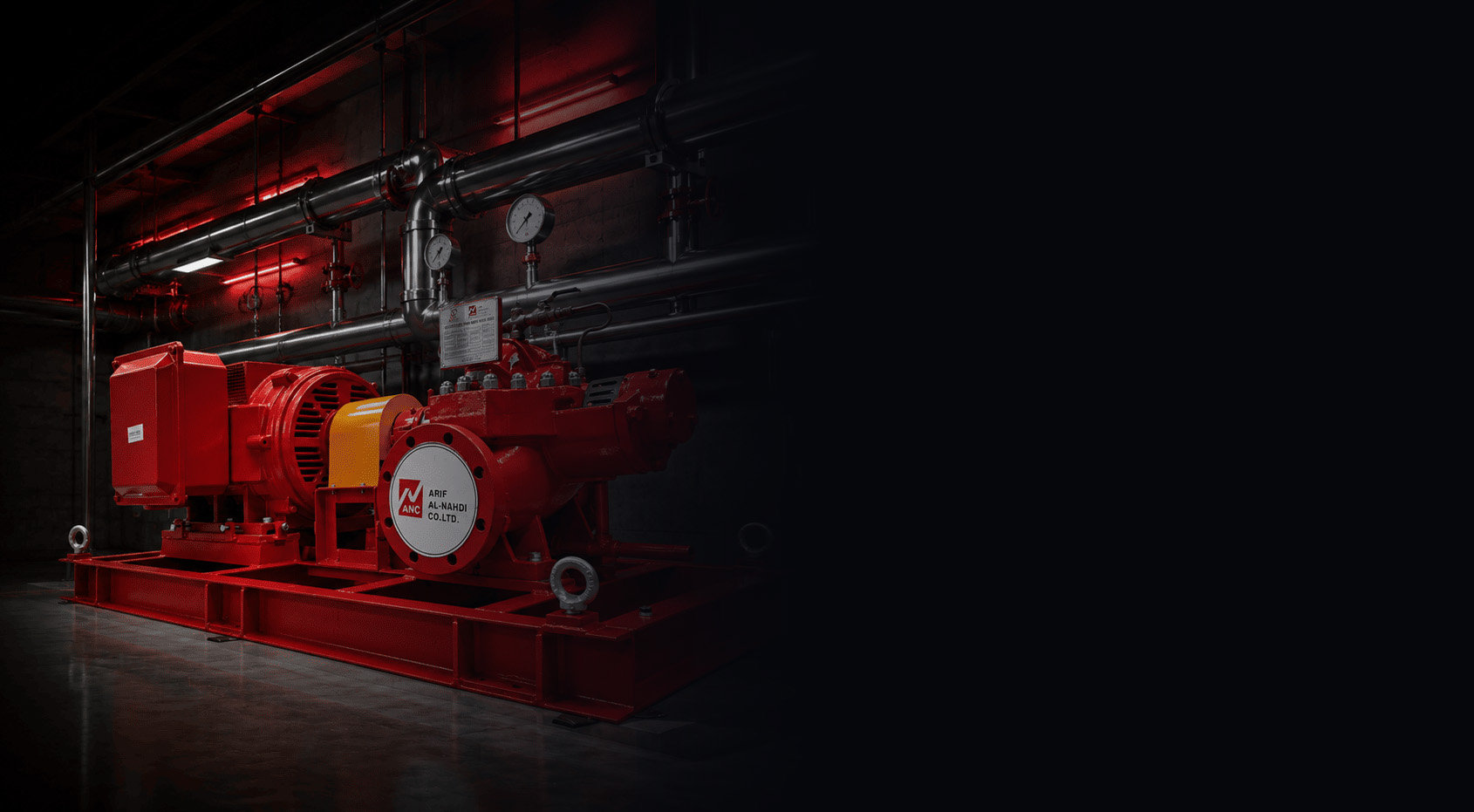 ANC UL Listed fire pump system in industrial pump room Saudi Arabia