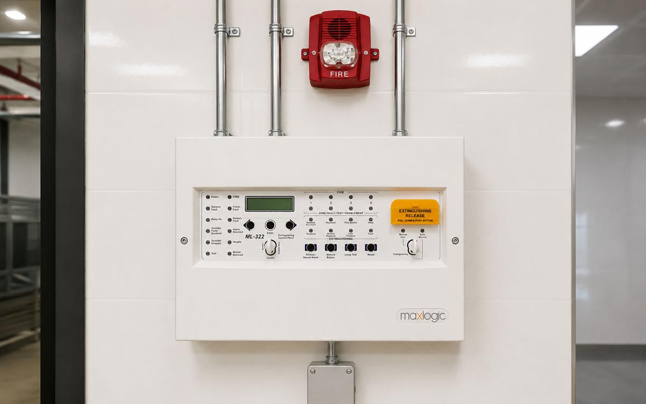 Large commercial business district fire alarm project Riyadh